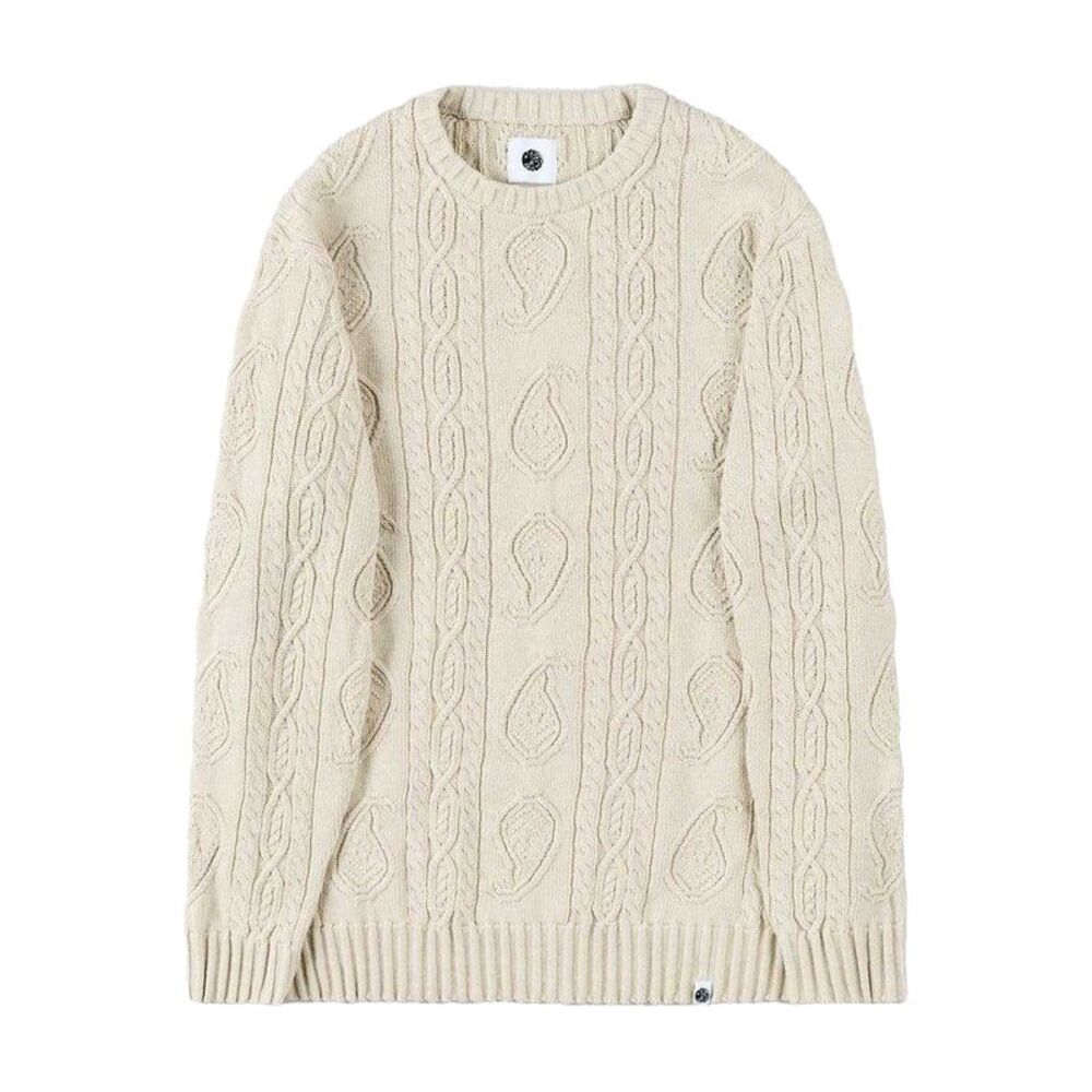 Pretty Green Mens Marylebone Cable Knit Long-Sleeved Sweater Top / Gray